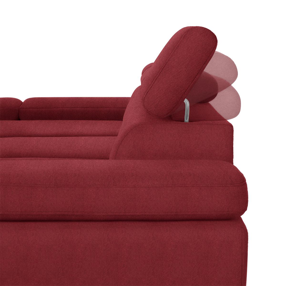 Rohová sedačka MILNA, pravá, vínovočervená - čierna/vínovočervená, Modern, kov/drevo (277/90/189cm) - Mömax