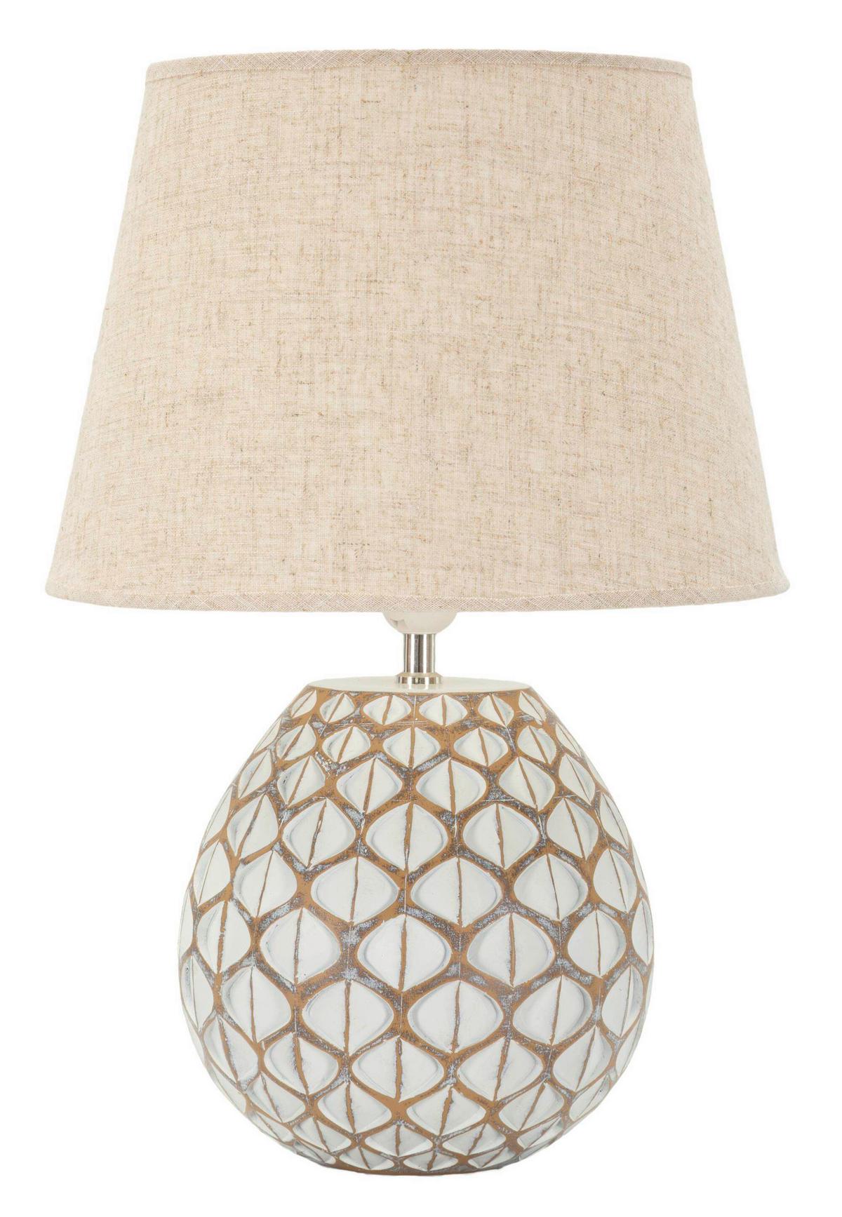 Tischleuchte Tibet Resin Weiß B: 35 Cm - Weiß, Basics, Kunststoff/Textil (35/52/35cm)