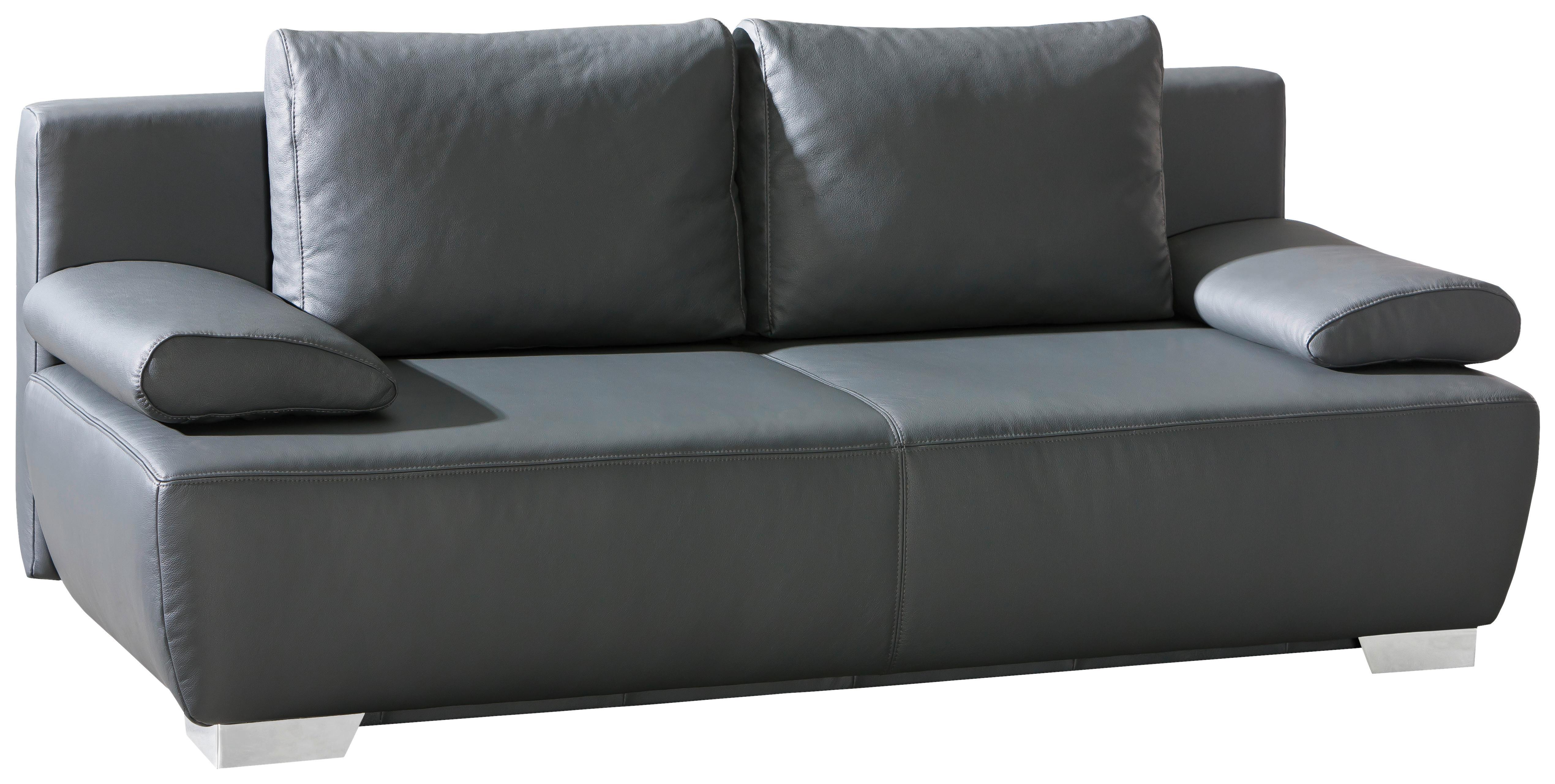 2-Sitzer-Sofa mit Schlaffunkt. + Nikita Anthrazit Leder - Chromfarben/Anthrazit, KONVENTIONELL, Leder (195/85/90cm) - Livetastic