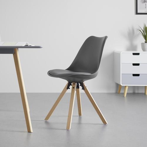Jedálenská stolička RICKY šedá - farba buka/sivá, Modern, drevo/textil (48/85/57,4cm) - Bessagi Home