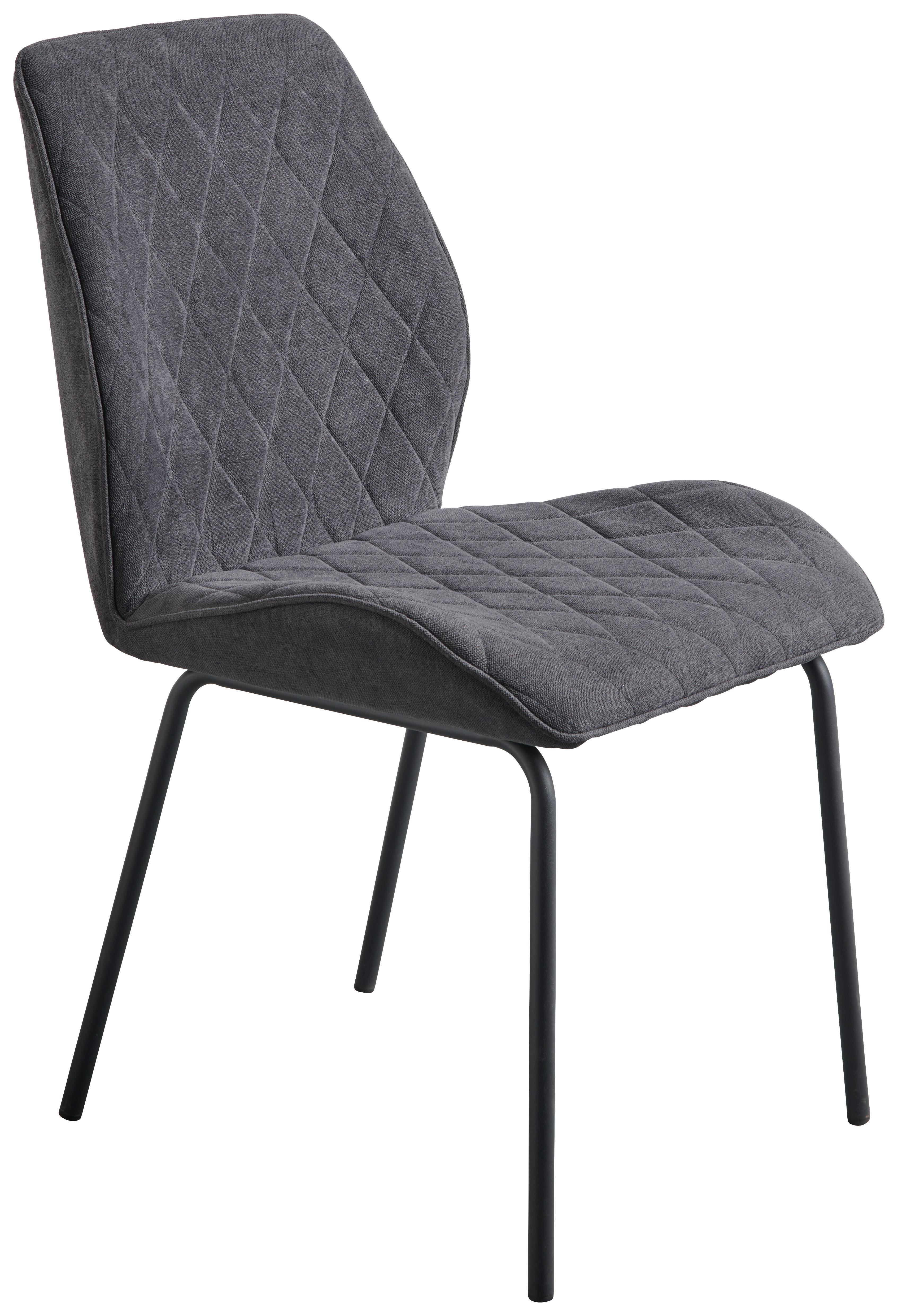 Stuhl Hilde Vintage Dunkelgrau Gepolstert - Dunkelgrau/Schwarz, KONVENTIONELL, Holz/Textil (51/87/61cm)