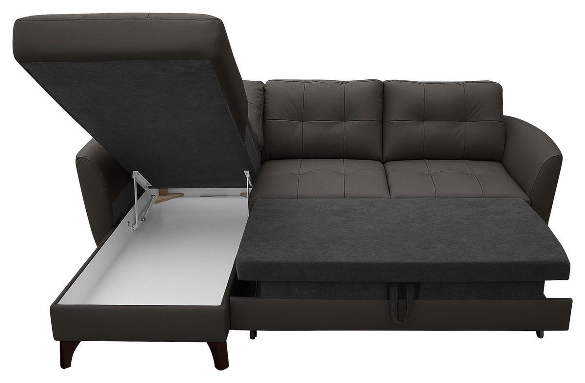 Ecksofa Nordic Dunkelbraun S: 168x238 cm - Dunkelbraun/Buchefarben, Design, Leder/Textil (168/238cm) - Livetastic