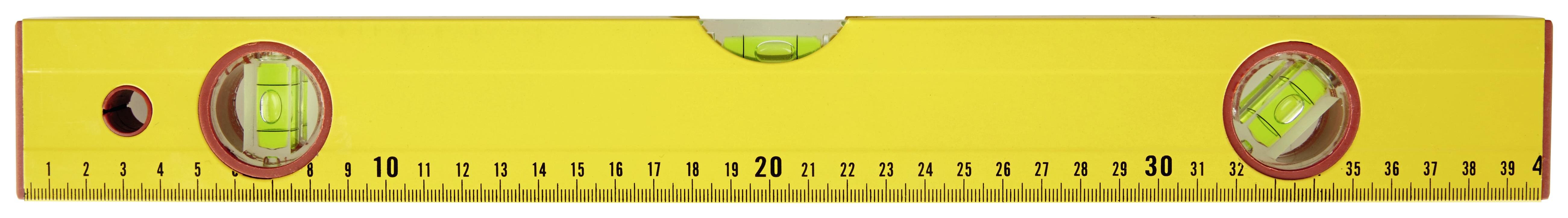 Wasserwaage Falko L: 40 cm, 3 Libellen, mit Aufhängeloch - Gelb, KONVENTIONELL, Metall (40cm)