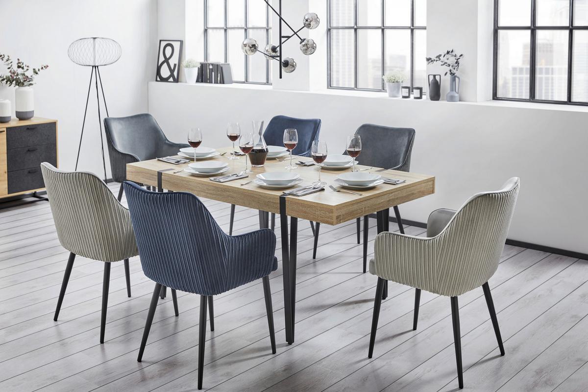 Zamatová stolička Caria modrá - modrá/čierna, Modern, kov/drevo (57/89/60cm) - Bessagi Home