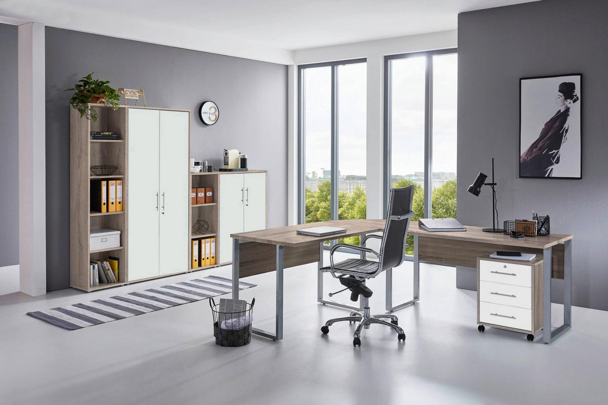 Büro Office Edition Sonoma Eiche Dekor/weiß - Weiß/Sonoma Eiche, MODERN, Holzwerkstoff - MID.YOU