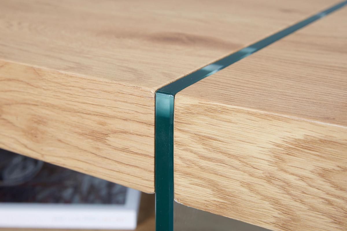 Couchtisch Benina - Wildeiche, Design, Glas/Holzwerkstoff (110/60/46cm) - Livetastic