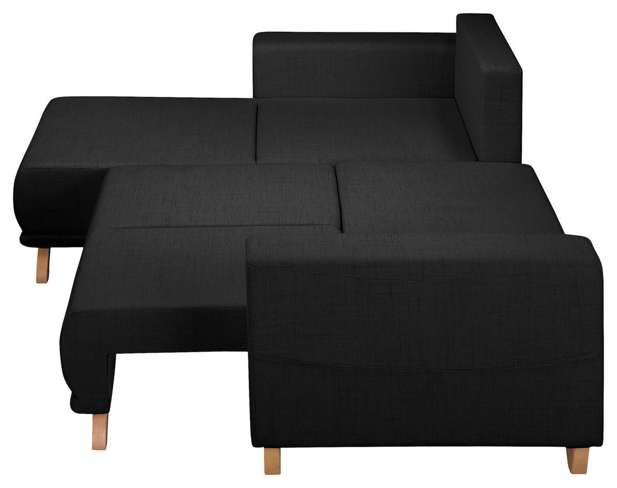 Ecksofa Bella Schwarz S: 257x174 cm - Wengefarben/Schwarz, Design, Textil (257/174cm) - Livetastic