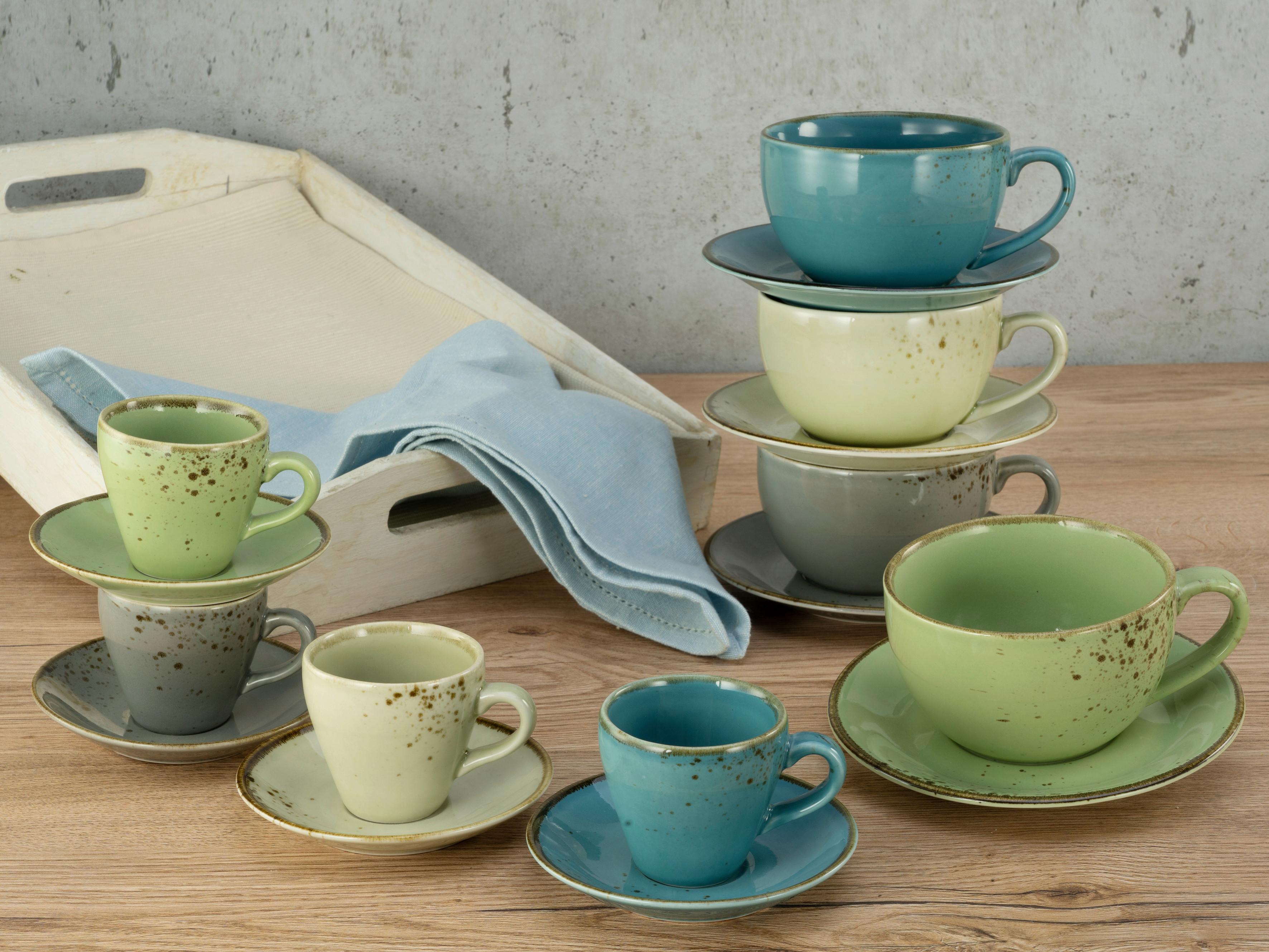 Tassenset Keramik 16--Teilig. Mit Henkel - Multicolor, Basics, Keramik - Creatable