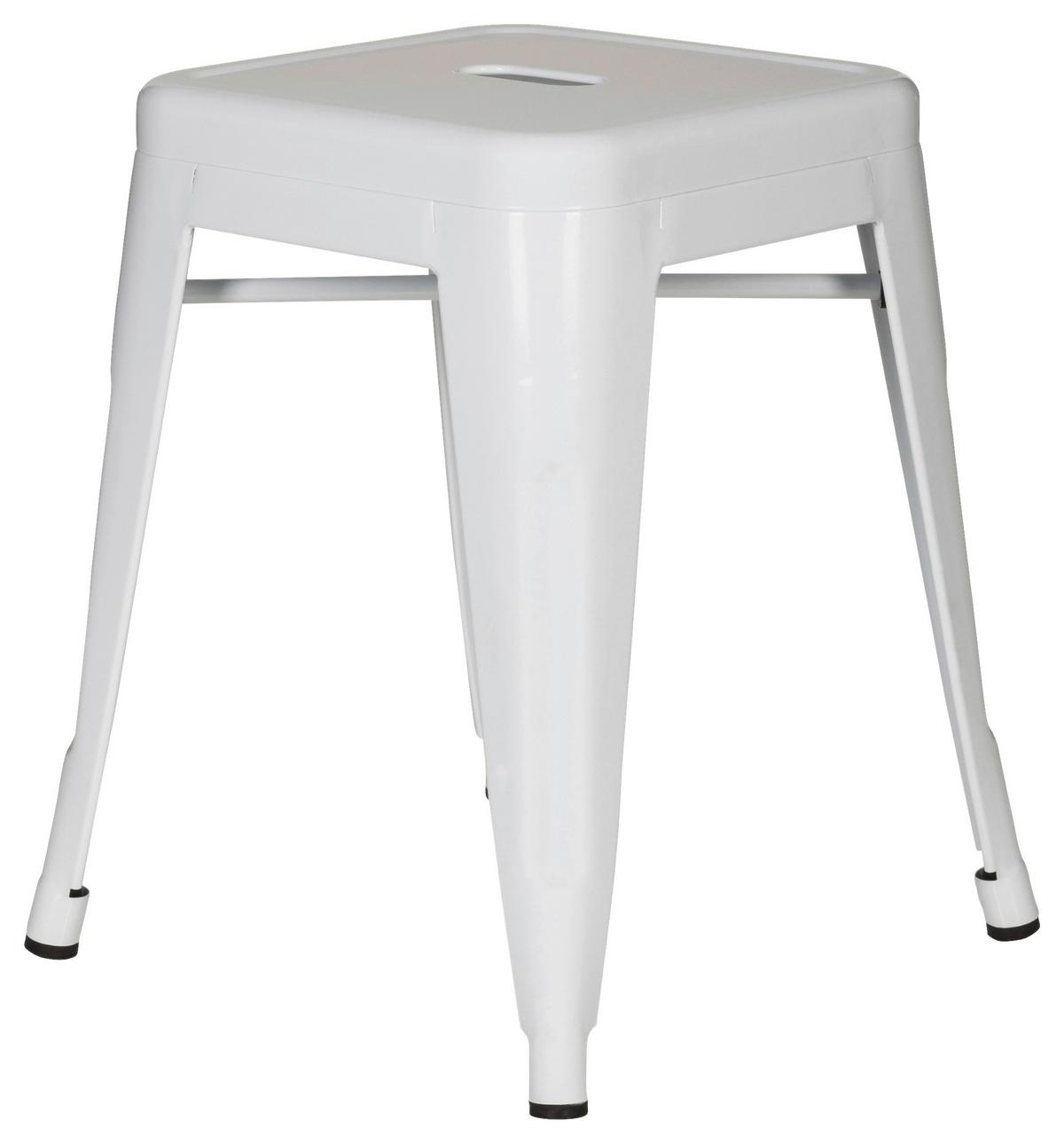 Hocker Vantaggio Stahl Weiß H: 46 Cm Stapelbar - Weiß, Basics, Metall (39/46/39cm) - MID.YOU