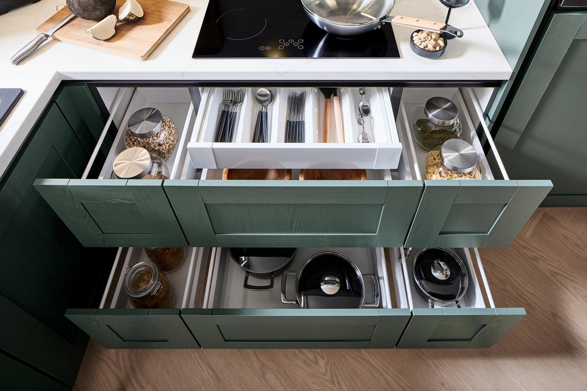 Eckküche Pn 500 - Eichefarben/Graphitfarben, ROMANTIK / LANDHAUS, Holzwerkstoff (176,6/253,2cm) - Pino