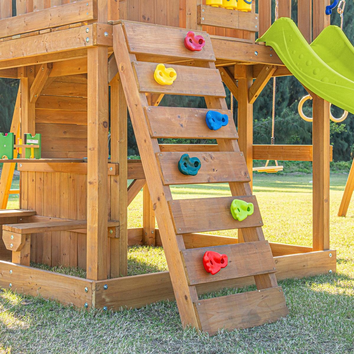 Spielturm mit Rutsche Limegrün - Anthrazit/Limette, Basics, Holz/Kunststoff (435/410/305cm) - Ambia Garden