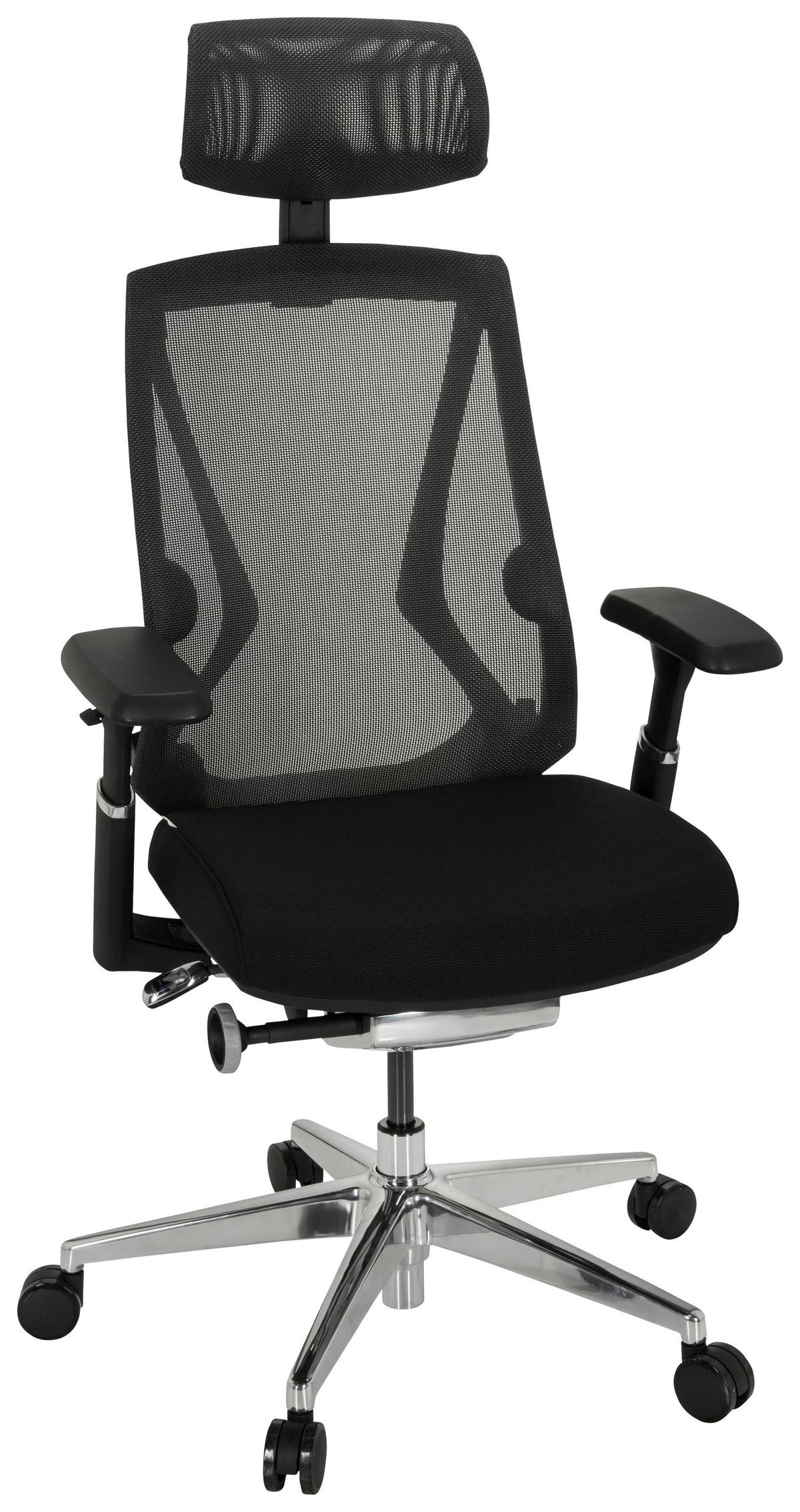 Drehstuhl Inspero Schwarz - Silberfarben/Schwarz, MODERN, Kunststoff/Textil (75/120/75cm) - MID.YOU