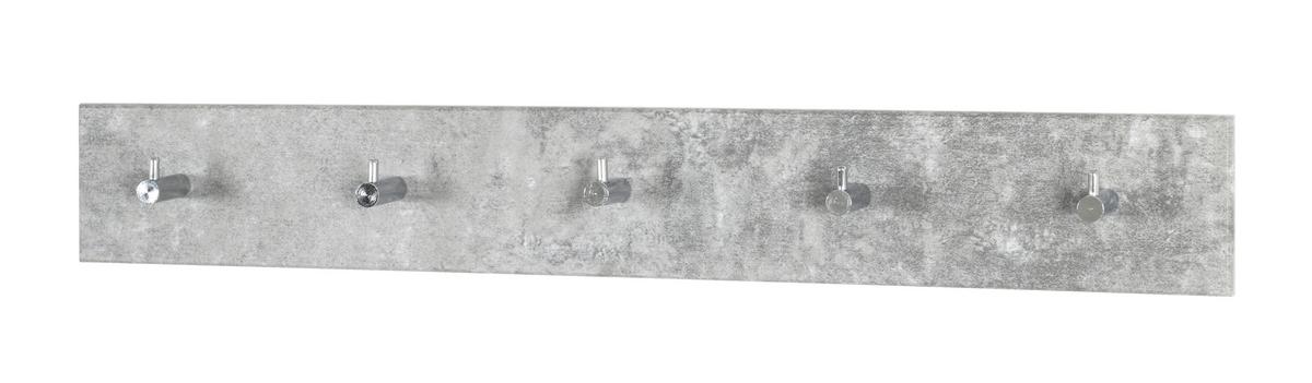 LIŠTA S HÁČIKMI EDDY 5 - sivá, kompozitné drevo (57/8/5cm)