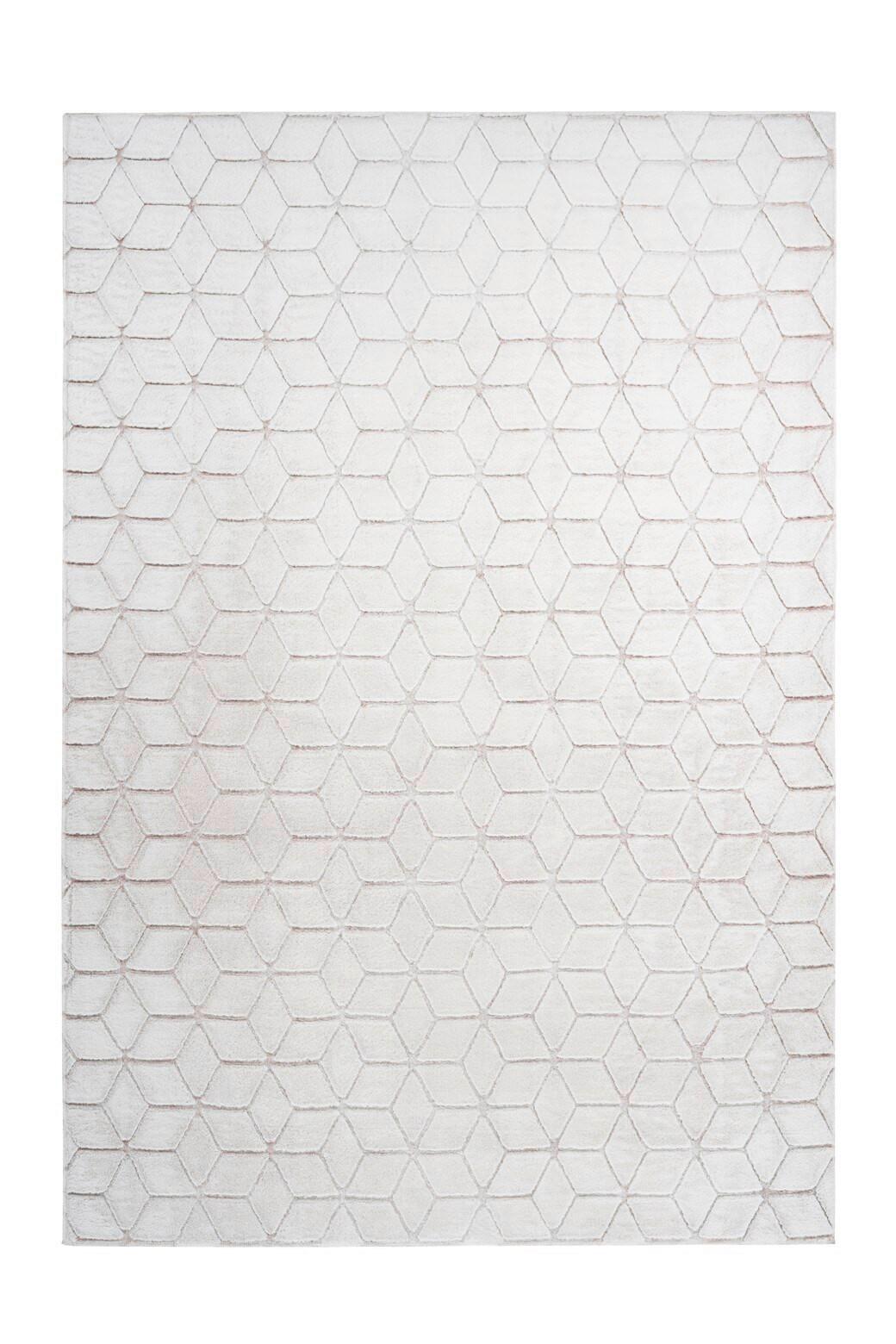 Teppich Weiß, Roségold Vivica 125, BxL: 120x160 cm - Roségold/Weiß, KONVENTIONELL, Textil (120/160cm) - Kayoom