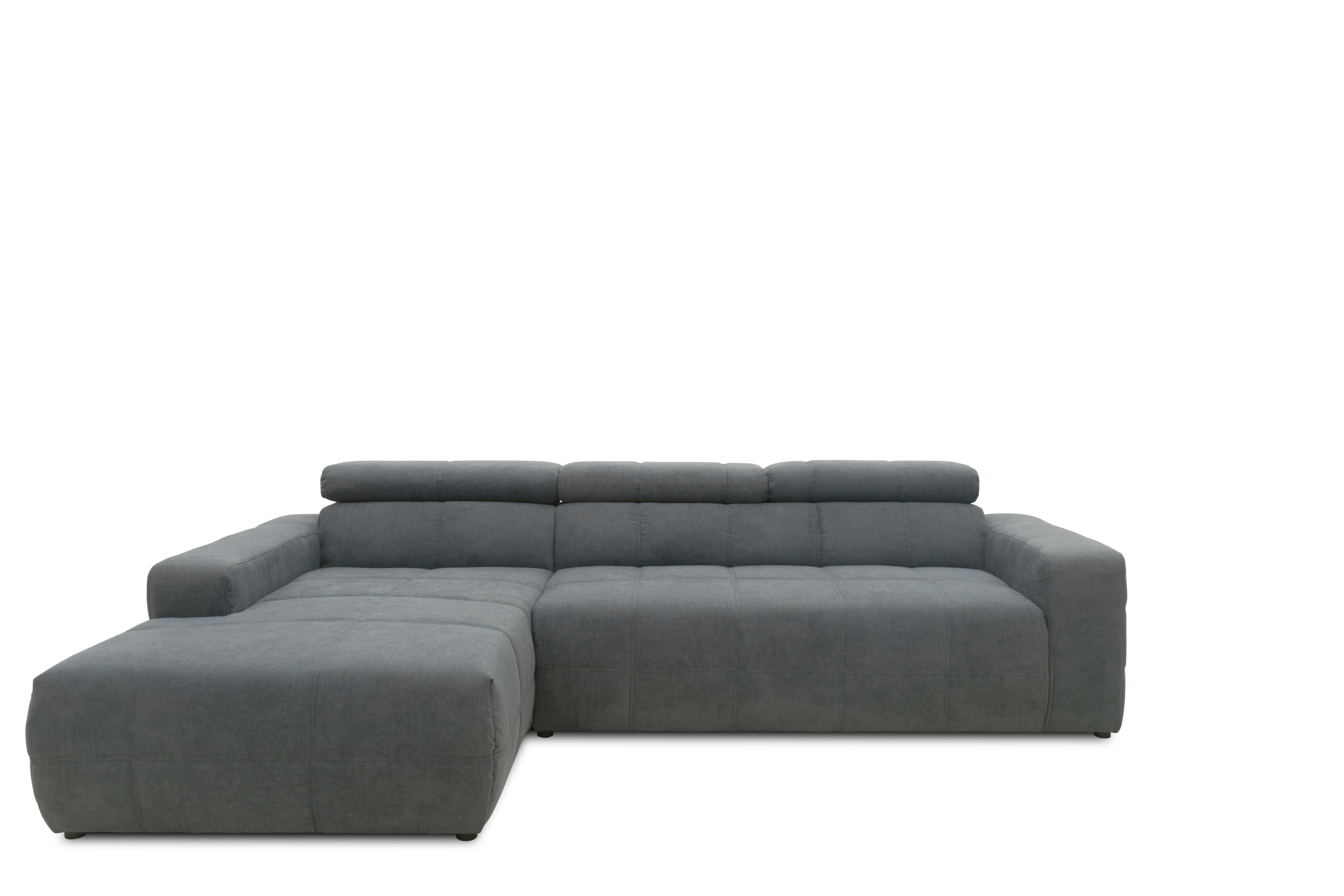 Ecksofa Mit Sitztiefen- Verstellung Brandon Dunkelgrau - Dunkelgrau/Schwarz, Design, Textil (175/285cm) - MID.YOU