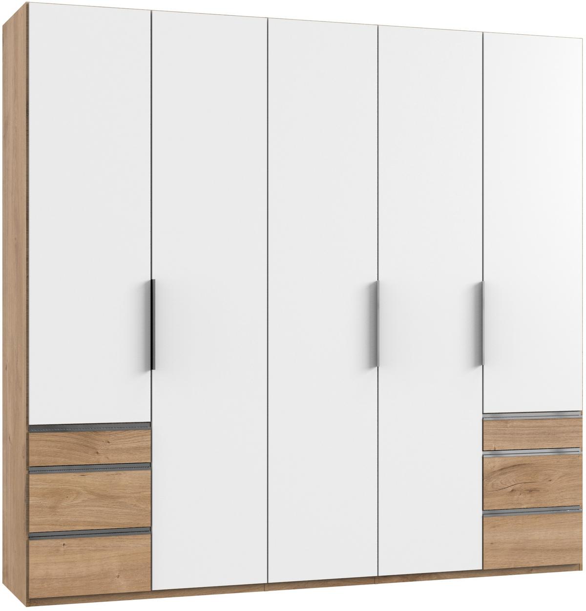 Drehtürenschrank Mit Laden B: 250 Cm Level, Weiß/eiche Dekor - Eichefarben/Weiß, MODERN, Holzwerkstoff (250/236/58cm) - MID.YOU