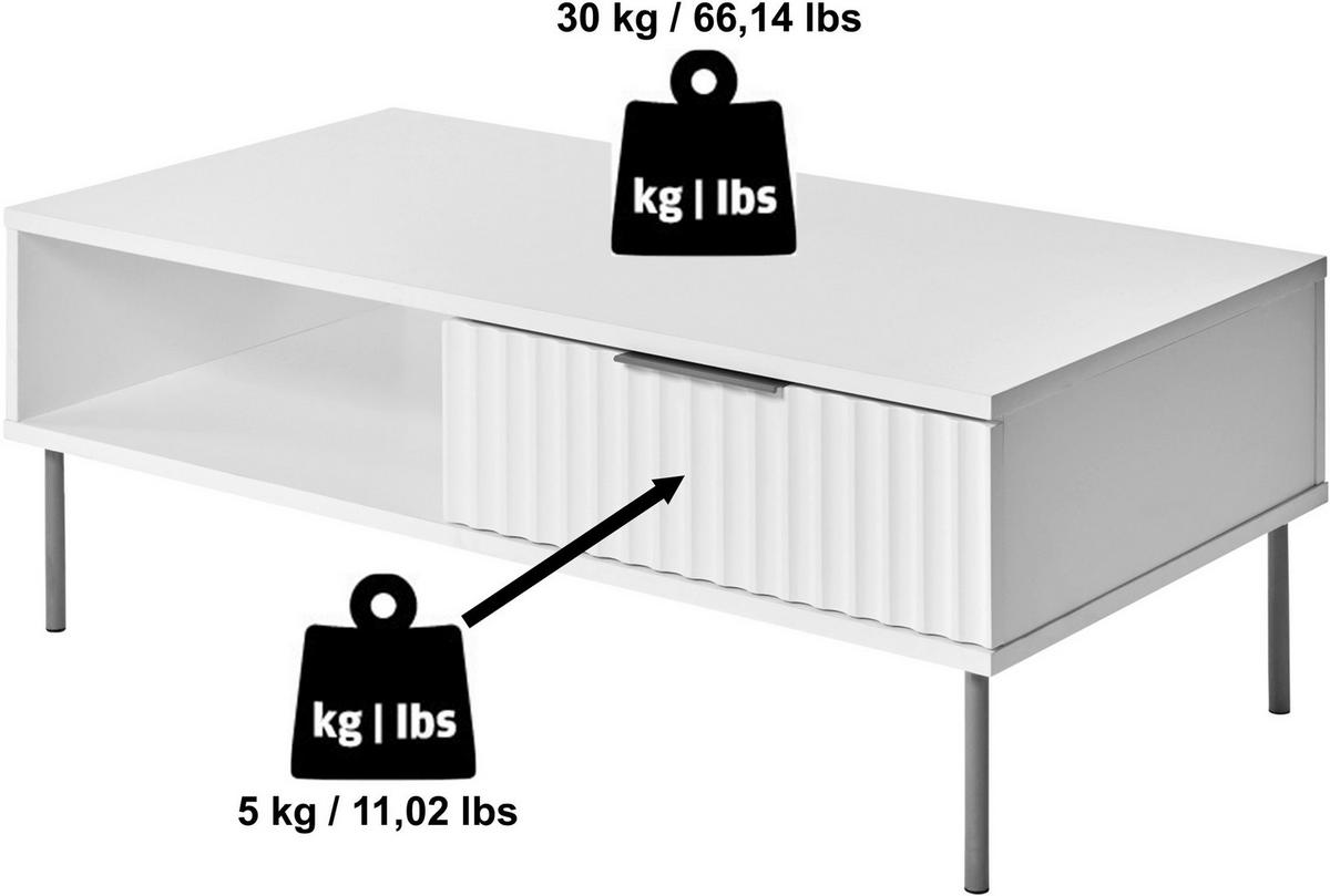 Couchtisch Carve Coffee Sk - Goldfarben/Weiß, MODERN, Holzwerkstoff/Metall (108/55/39cm) - Livetastic
