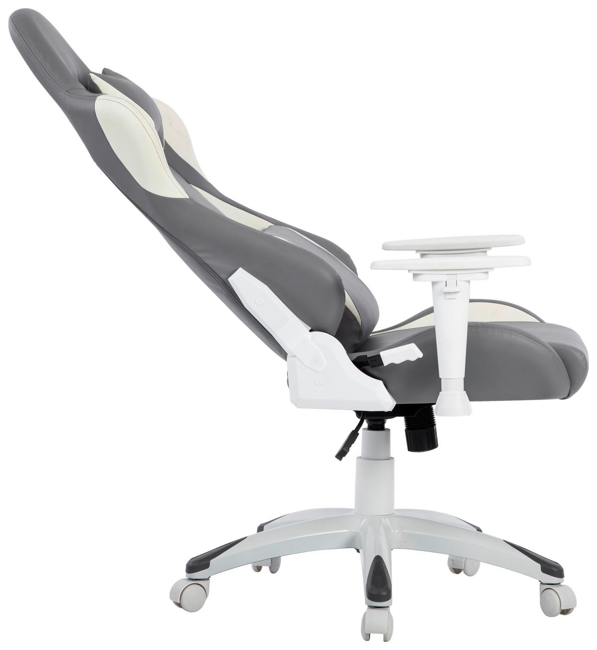 Gamingstuhl Racer - Weiß/Grau, MODERN, Kunststoff/Textil (66/126-134/59cm) - Livetastic