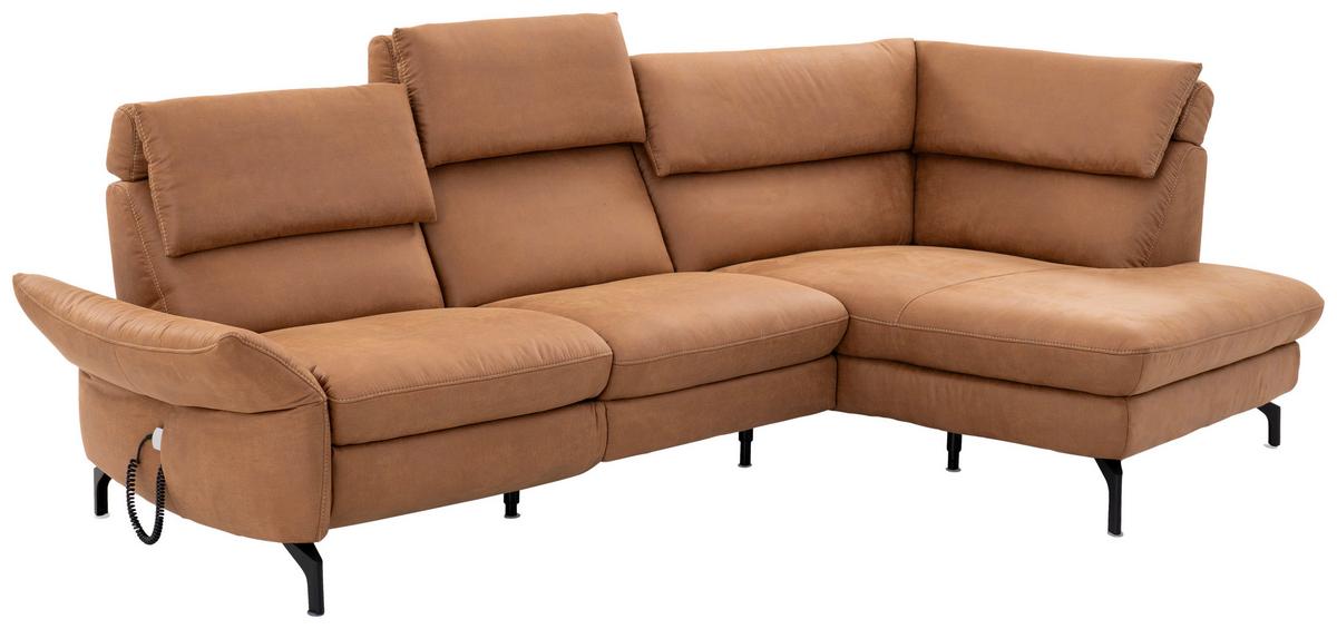 Ecksofa Henriette Cognac 274x160 cm - Cognac/Beige, MODERN, Textil (274/160cm)