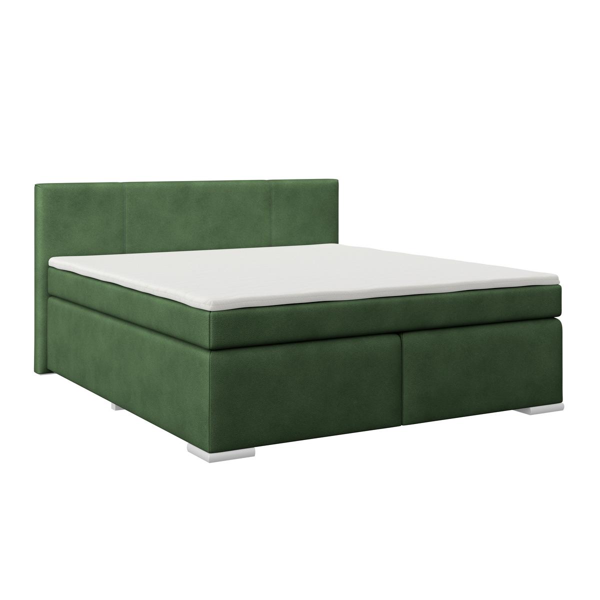 Boxspringbett Mira 1 - Dunkelgrün, Basics, Holz/Kunststoff (160/200cm)