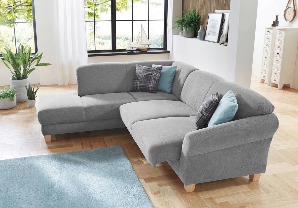 Ecksofa Gotland silberfarben mit Bettkasten, 212x257 cm - Silberfarben/Naturfarben, KONVENTIONELL, Textil (212/257cm) - Sit & More