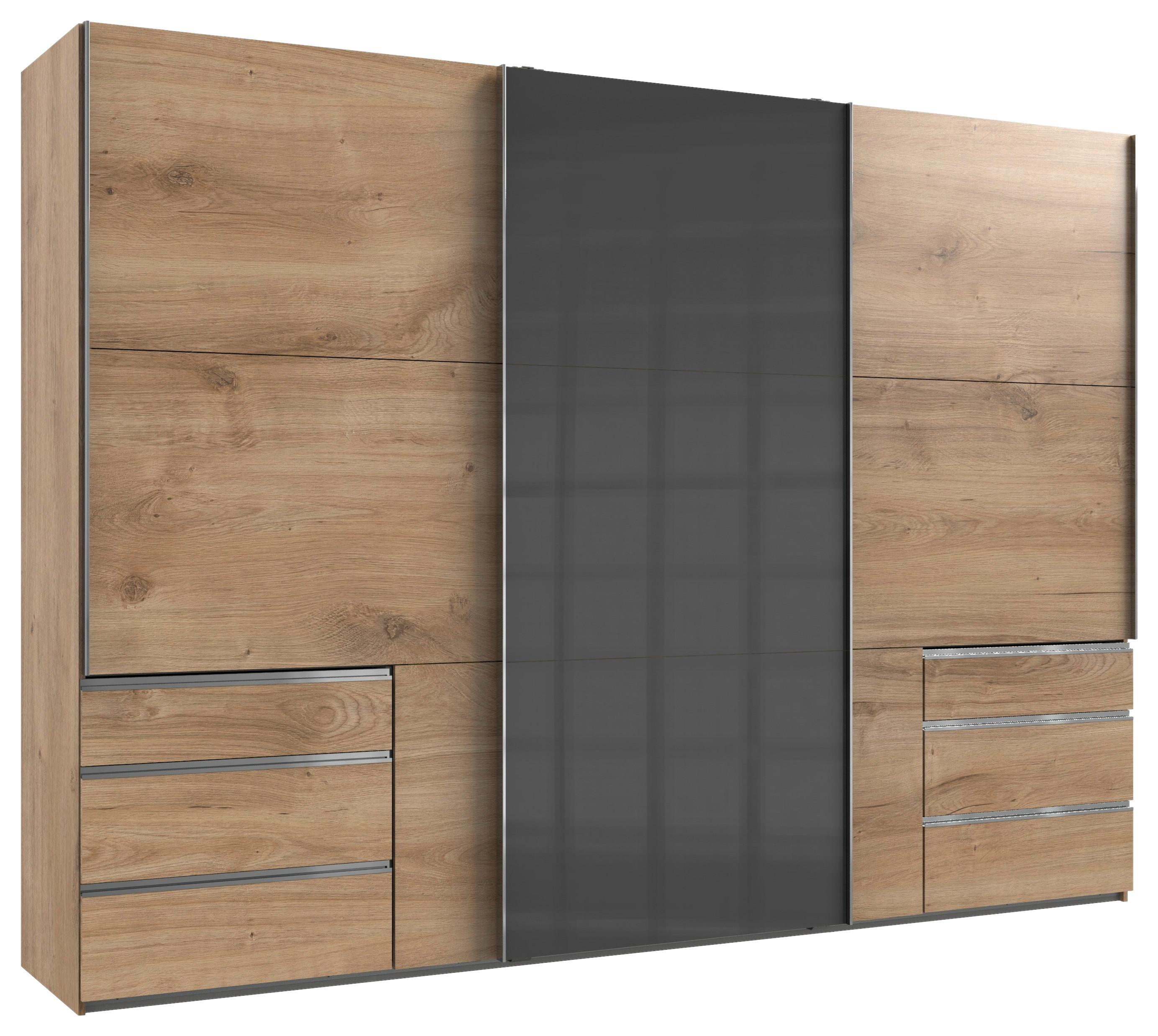 Schwebetürenschrank B: 300 Cm Level Grau/eichefarben Dekor - Eichefarben/Grau, MODERN, Holzwerkstoff (300/216/65cm) - MID.YOU