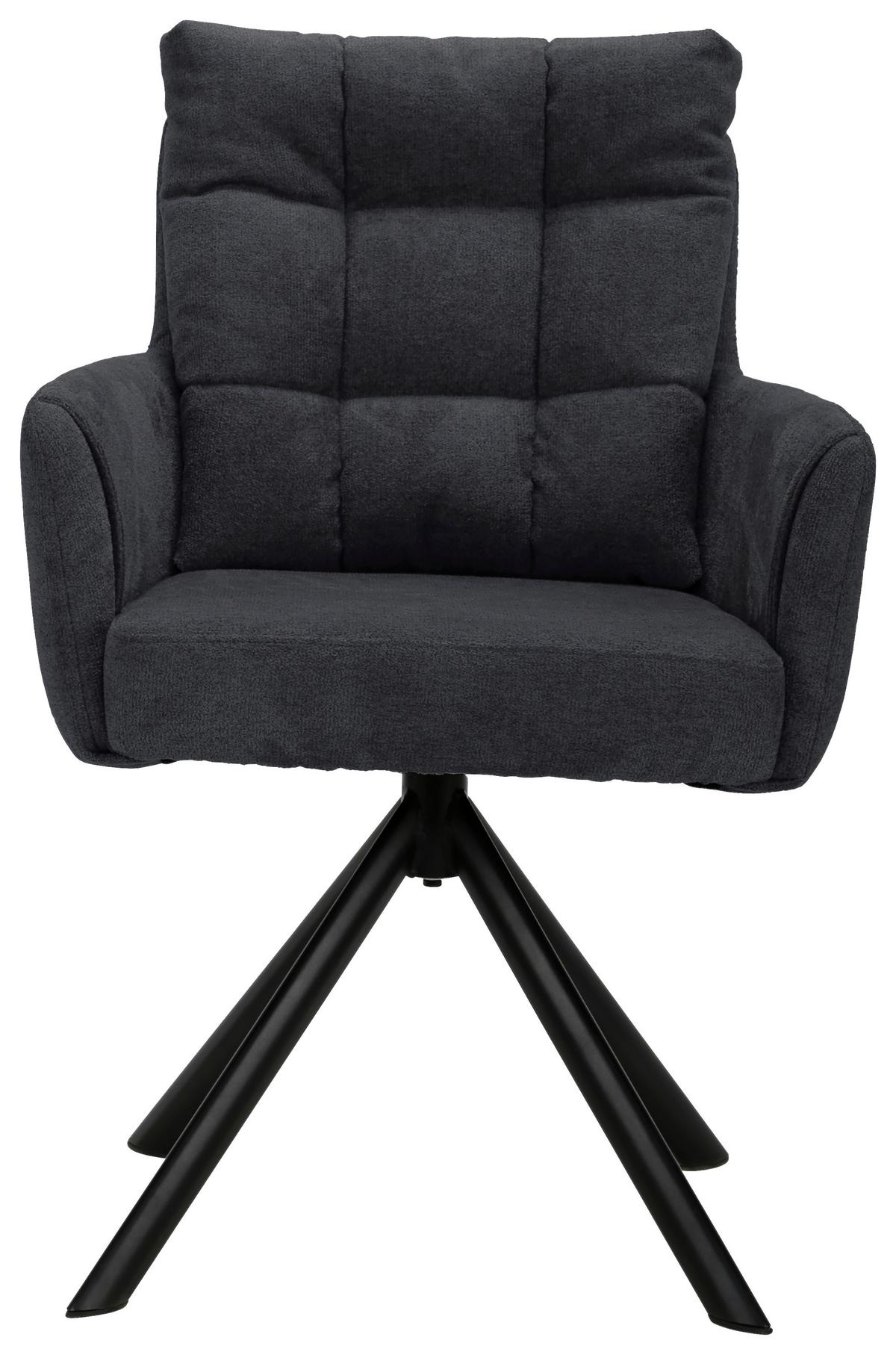 Armlehnstuhl Susan Dunkelgrau Schwarz/Sitzfläche 360°drehbar - Dunkelgrau/Schwarz, KONVENTIONELL, Holz/Textil (59/90/66cm)