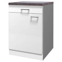 Küchenunterschrank Lucca Weiß B: 60 cm - Graubraun/Weiß, KONVENTIONELL, Holzwerkstoff (60/85/60cm) - FlexWell