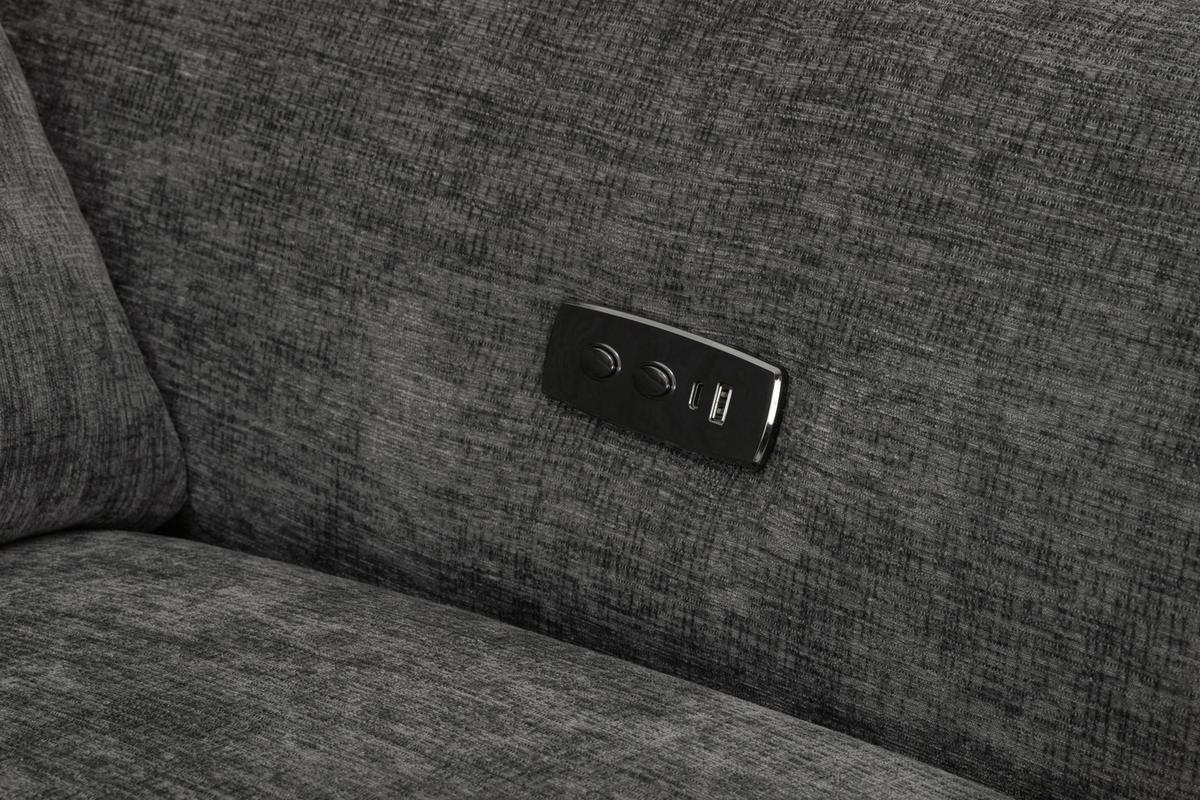 Dvoumístná pohovka CAPE TOWN, šedá, eletrická relax.funkce - černá/tmavě šedá, Moderní, kov/dřevo (200/98/93cm) - Mömax