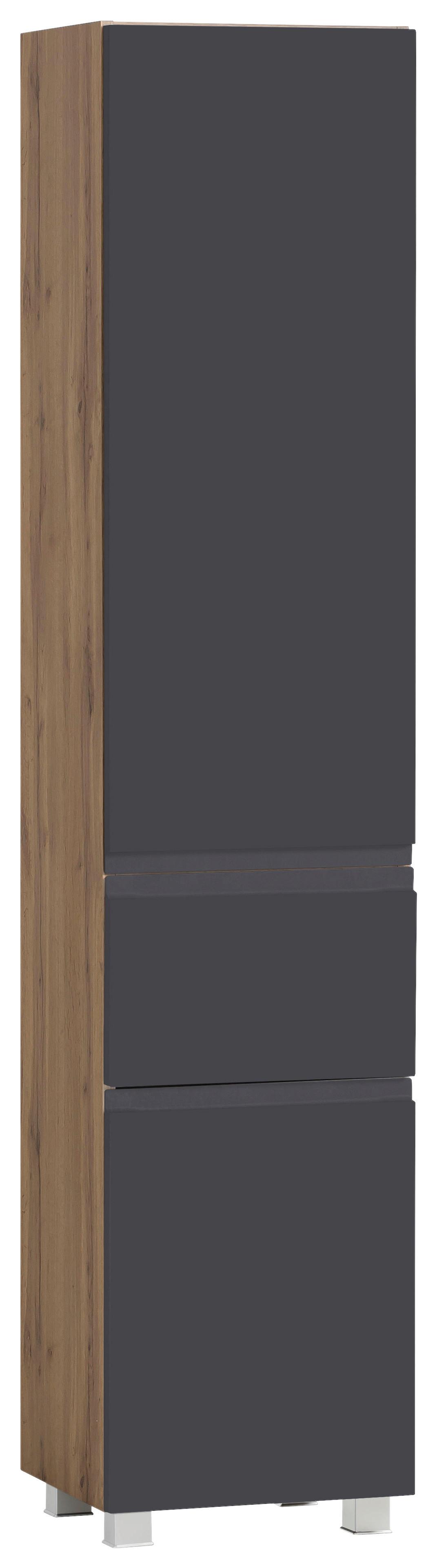 Hochschrank Varese B: 40 cm Grau/Eiche Wotan - Eiche Wotan/Grau, MODERN, Holzwerkstoff (40/180/35cm) - Held