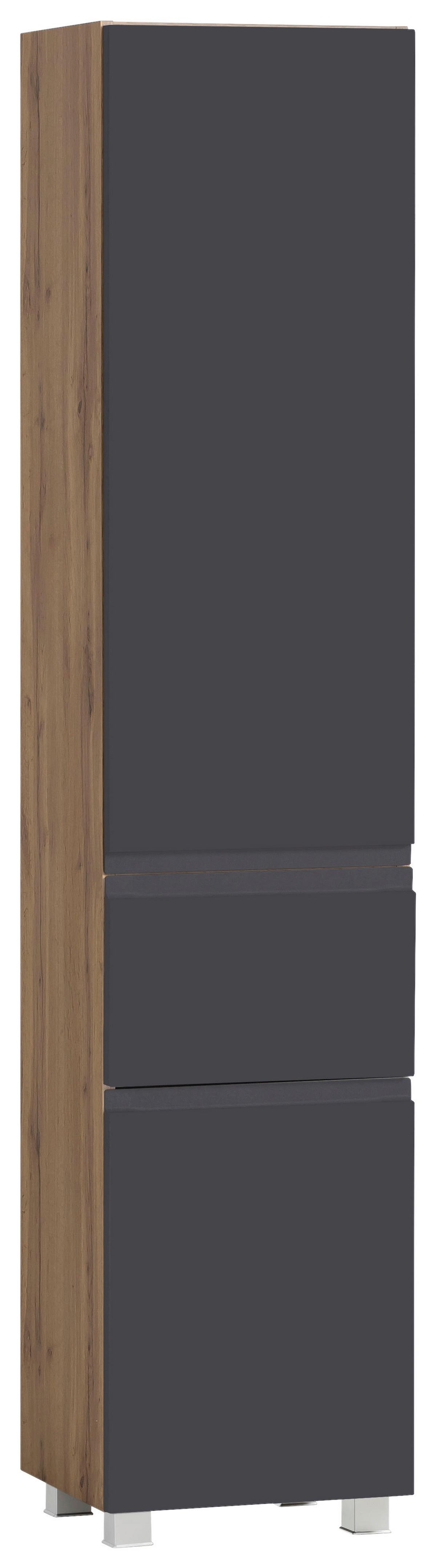 Hochschrank Varese B: 40 Cm Grau/eiche Wotan - Eiche Wotan/Grau, MODERN, Holzwerkstoff (40/180/35cm) - Held