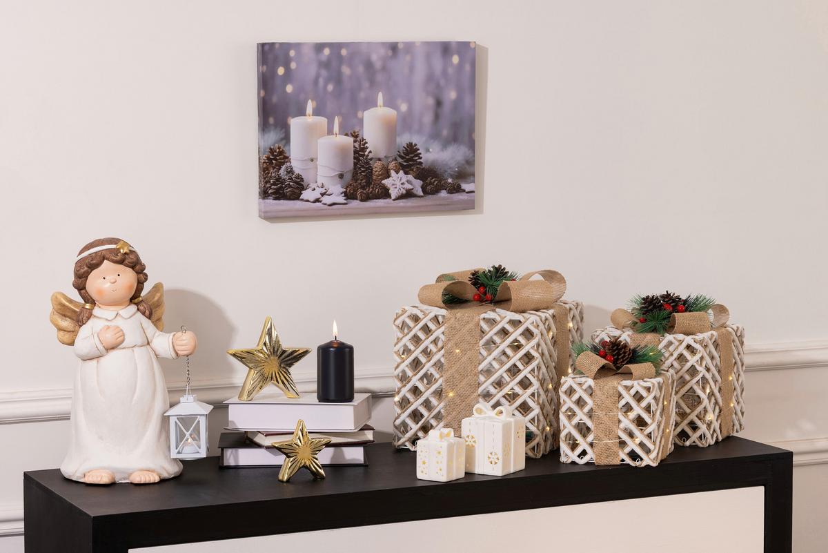 Dekoengel Jael - Goldfarben/Weiß, KONVENTIONELL, Stein/Metall (26/18/38cm) - Luca Bessoni