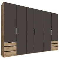Drehtürenschrank mit Laden 300cm Level 36a, Graphit/Eiche - Plankeneiche/Eichefarben, MODERN, Holzwerkstoff (300/216/58cm) - MID.YOU