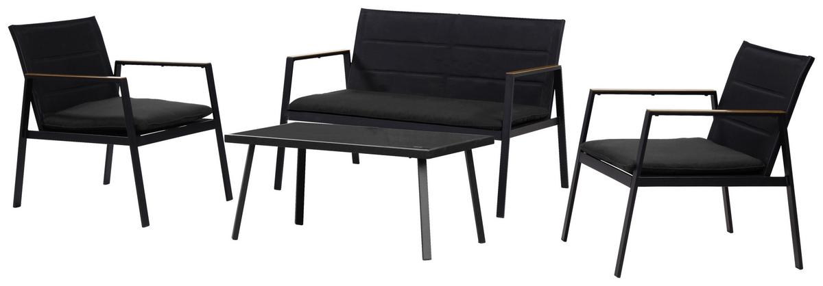 TERASOVÁ SEDACÍ SOUPRAVA MARLENA - černá, Moderní, kov/textil (83/37/44cm) - Modern Living