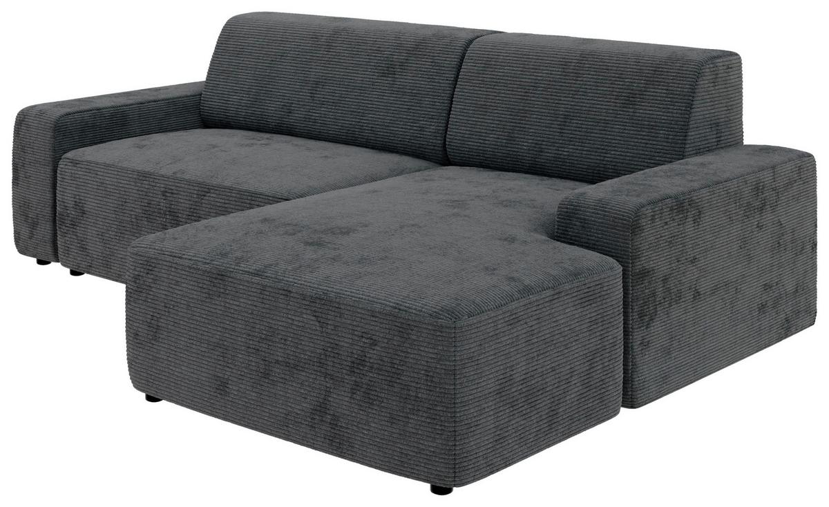 Ecksofa Wien Dunkelgrau S: 246x162 cm - Dunkelgrau/Schwarz, MODERN, Textil (246/162cm) - Trendmanufaktur