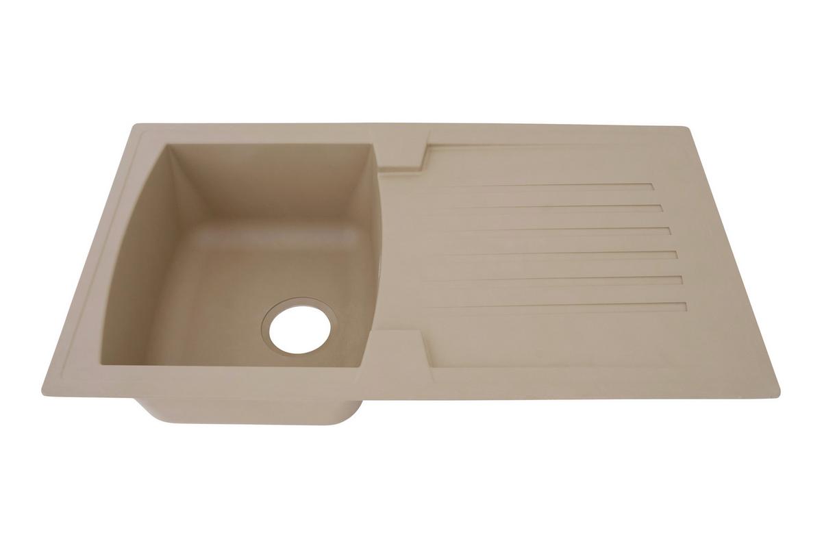 Spüle Respekta Boston Stein Bxt: 86x50 Cm - Beige, Trend, Glas/Kunststoff (86/20/50cm) - Respekta