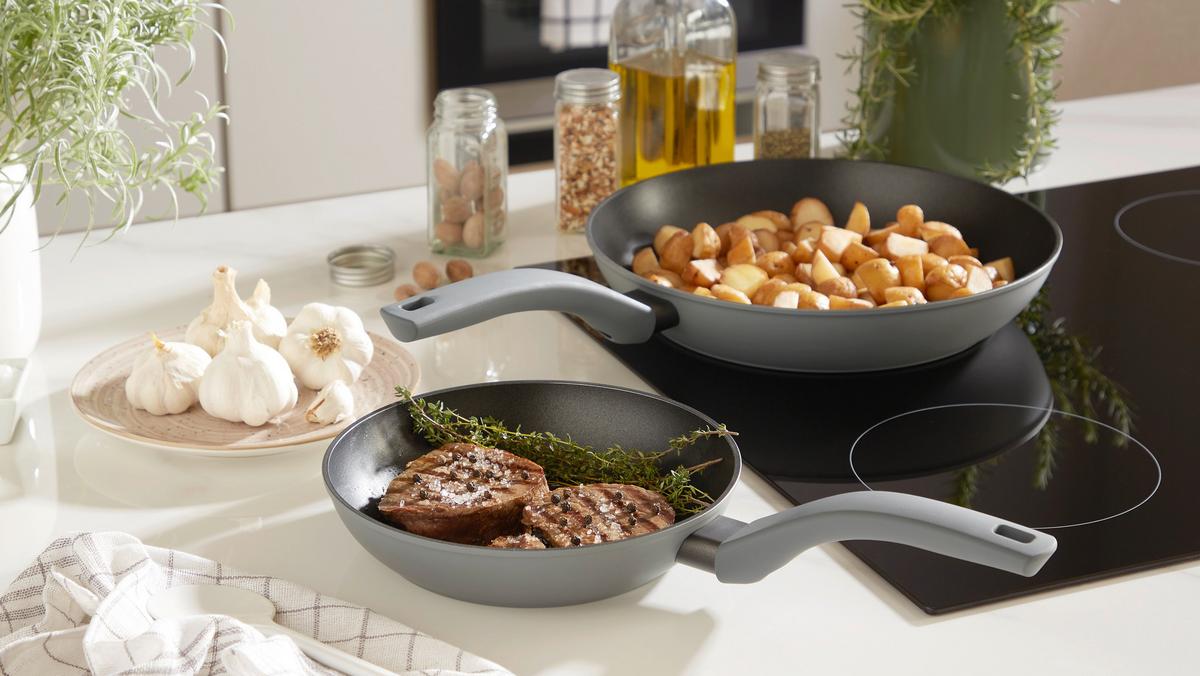 Pfannenset Dirk 2-tlg. Antihaftbeschichtung - Schwarz/Grau, KONVENTIONELL, Kunststoff/Metall - James Wood