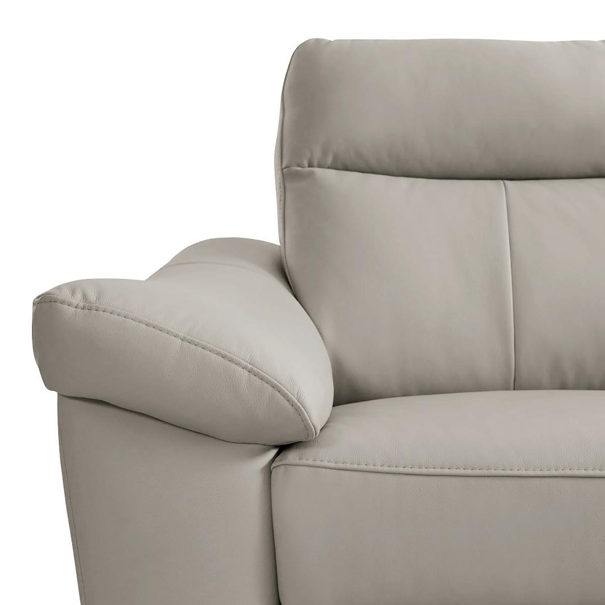 Ecksofa Luna Teilleder Platinfarben 242x194 - Platinfarben/Chromfarben, Design, Leder/Textil (242/194cm) - Livetastic