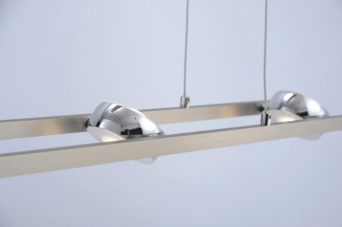 LED-Hängeleuchte Lolasmar H: 130 cm 8-Flammig dimmbar - Chromfarben/Nickelfarben, Design, Kunststoff/Metall (98/16,5/130cm)