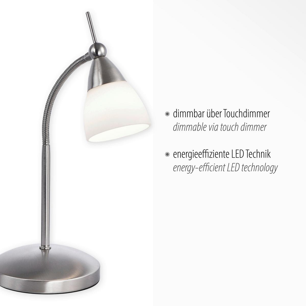 LED-Tischleuchte 4001-55 Pino - Edelstahlfarben, Basics, Glas/Metall (30/29.5/45cm) - Paul Neuhaus