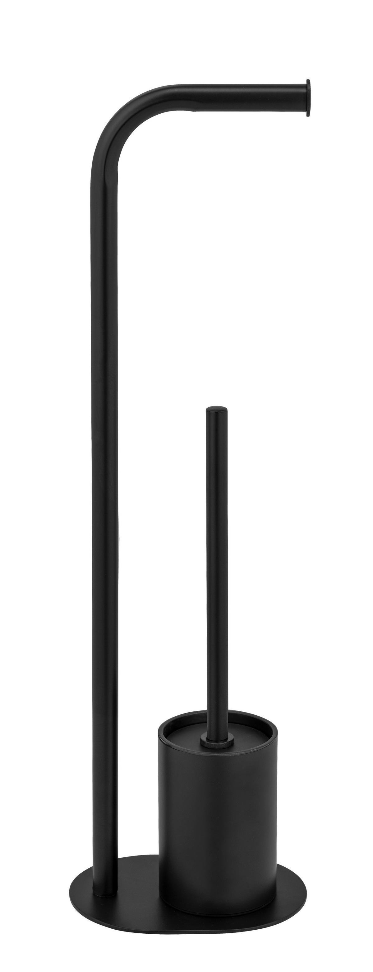 WC-Bürstengarnitur Levante Schwarz B: 23 cm - Schwarz, MODERN, Metall (23/63/17cm) - Wenko