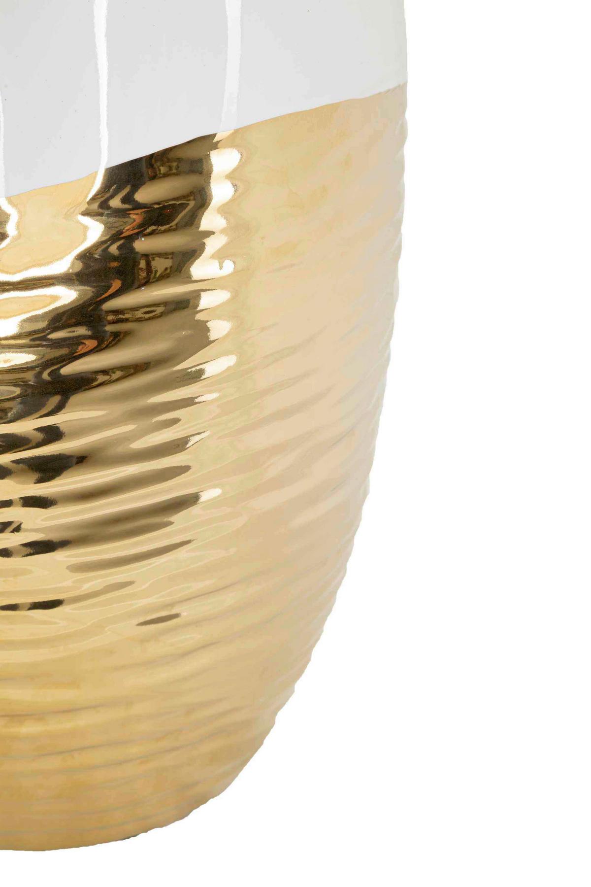 Vase Lux Weiß, Goldfarben B: 20 cm - Goldfarben/Weiß, Basics, Keramik (20/35/20 cm)