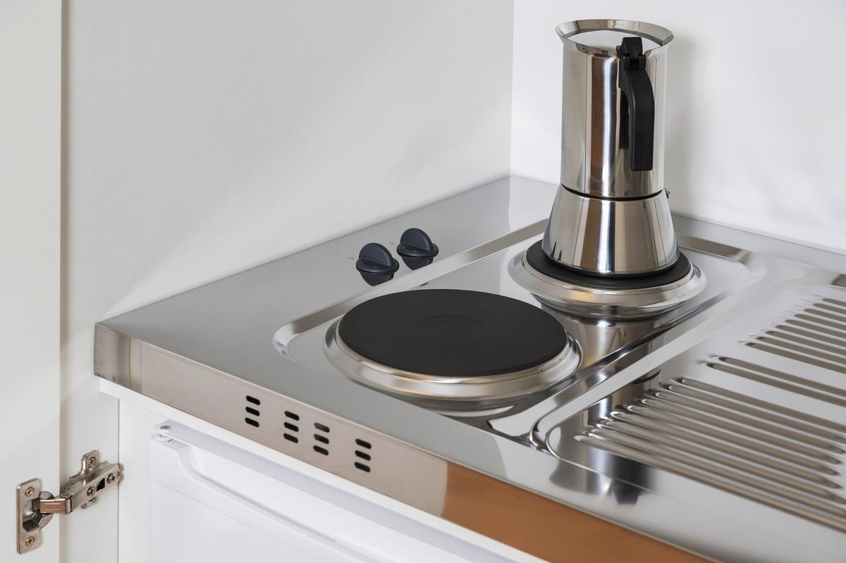 Schrankküche mit Kühlschrank + Kochfeld 104 cm Modern - Silberfarben/Schwarz, MODERN, Holzwerkstoff/Metall (104/193/67cm) - Respekta