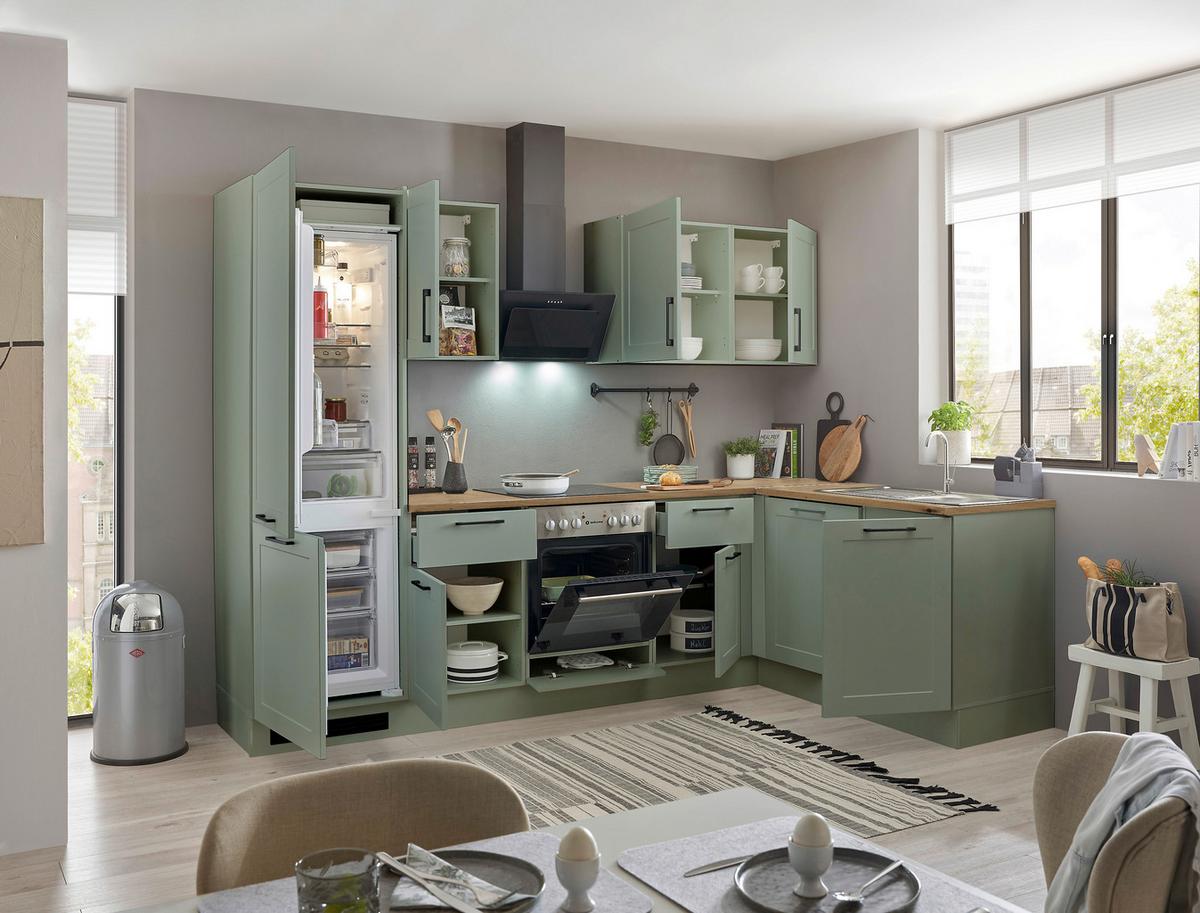 Eckküche Marseille Grün/eiche Dekor S: 280x175 Cm - Eiche Artisan/Grün, Design, Holzwerkstoff (280/175cm) - MID.YOU