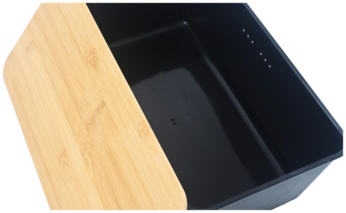 Box na chlieb MAGNUS - čierna/prírodná farba, Modern, plast/prírodné materiály (34/18/13,5cm) - Mömax