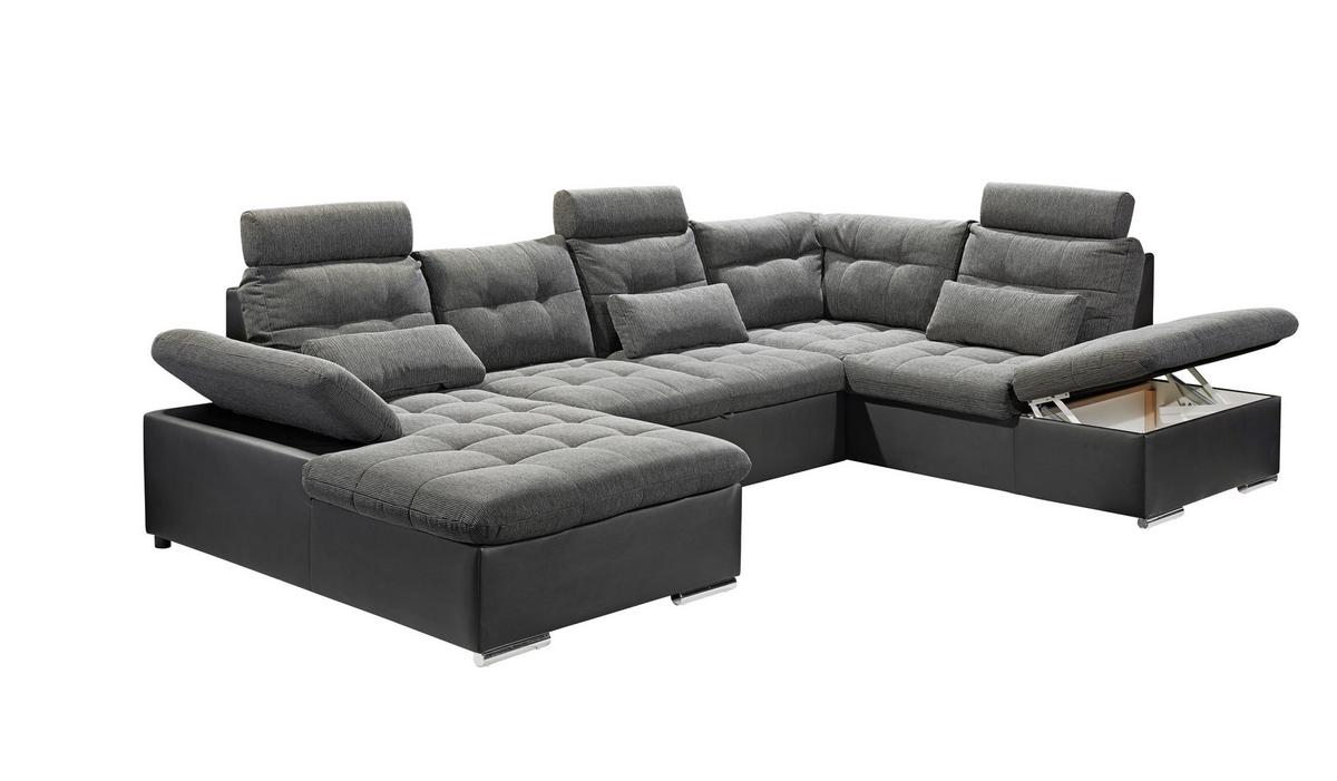Sedacia súprava v tvare U JAKARTA, sivá / čierna - čierna/sivá, Design, textil/plast (170/324/218cm) - MID.YOU