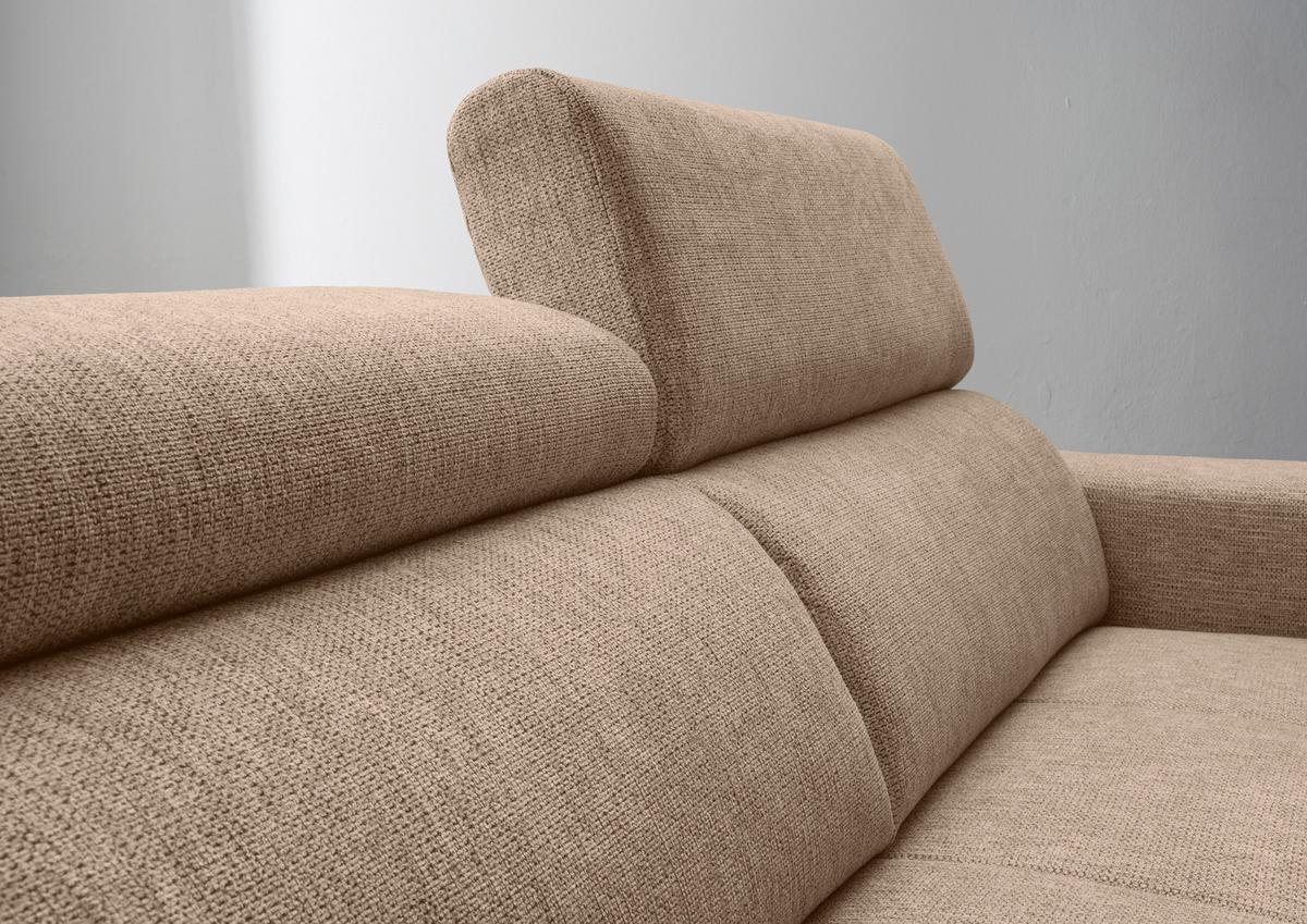 Ecksoga Intera Hellbraun S: 188x276 Cm - Hellbraun/Schwarz, KONVENTIONELL, Textil (188/276cm) - Livetastic