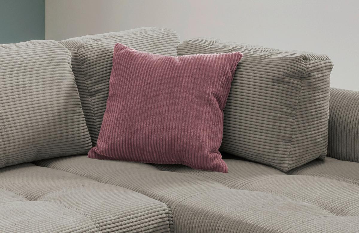 Ecksofa mit Schlaffunktion Flora Graubraun Kord - Koralle/Graubraun, Design, Textil (250/190cm) - MID.YOU