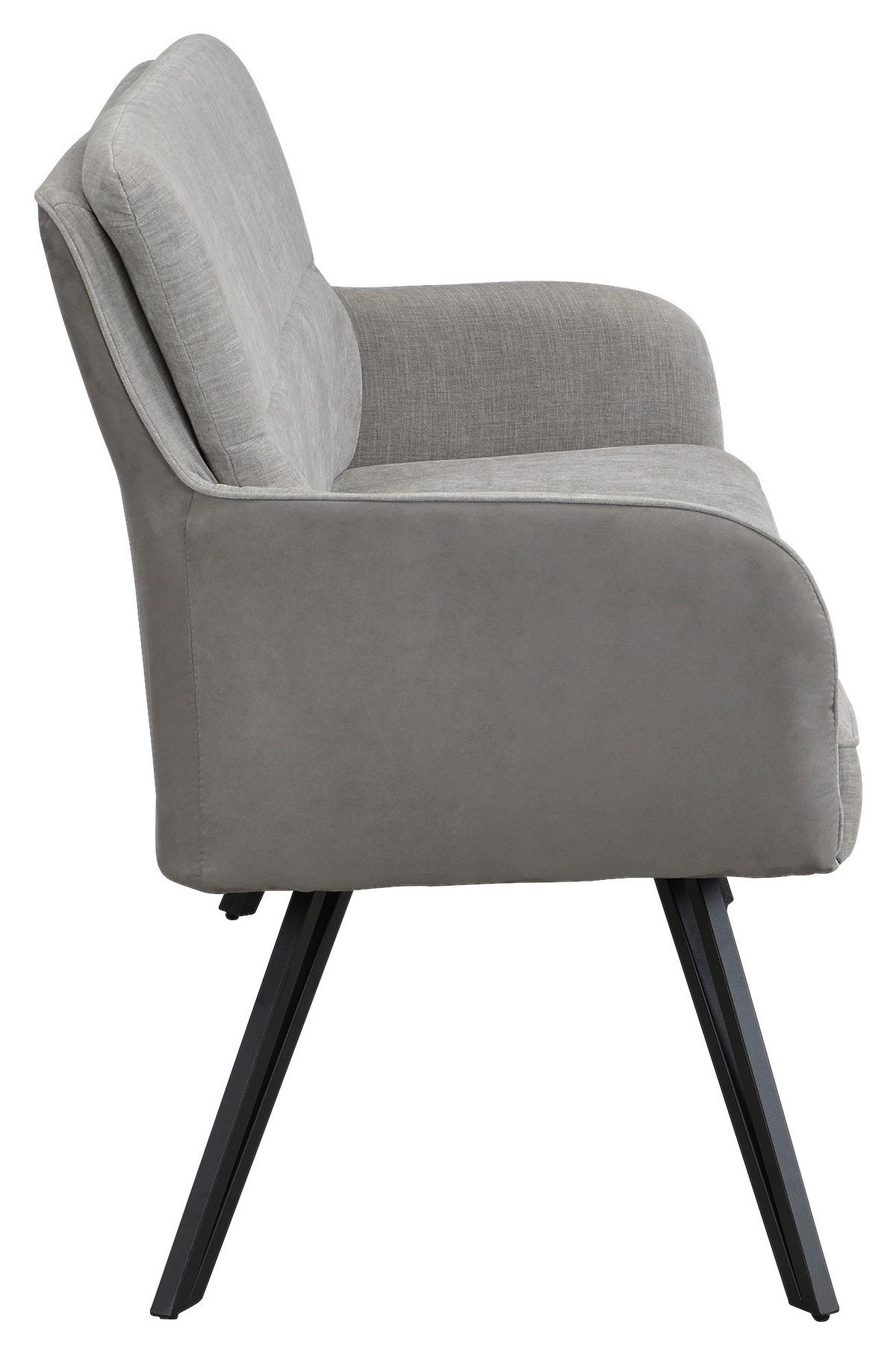 Sitzbank Tino - Hellgrau/Schwarz, MODERN, Textil/Metall (140/94/67cm) - MID.YOU