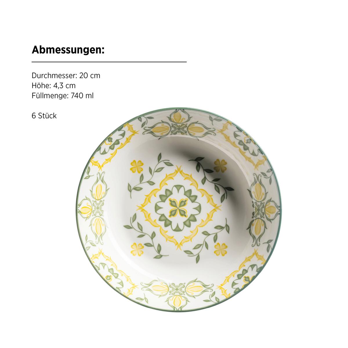 Tellerset 18 -Teilig. Keramik, Porzellan - Gelb/Weiß, Basics, Keramik - Mäser